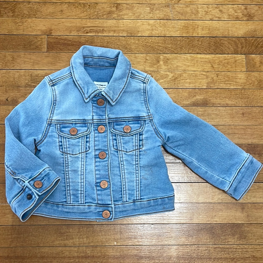 GAP baby gap light wash cotton denim stretch jean jacket snap front 18-24 months
